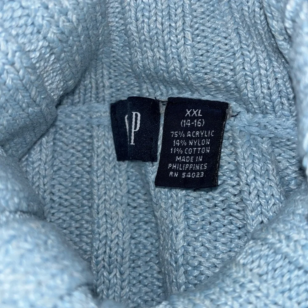 GAP XXL (14-16) girls. Light blue knitted turtleneck sweater - Picture 10 of 10